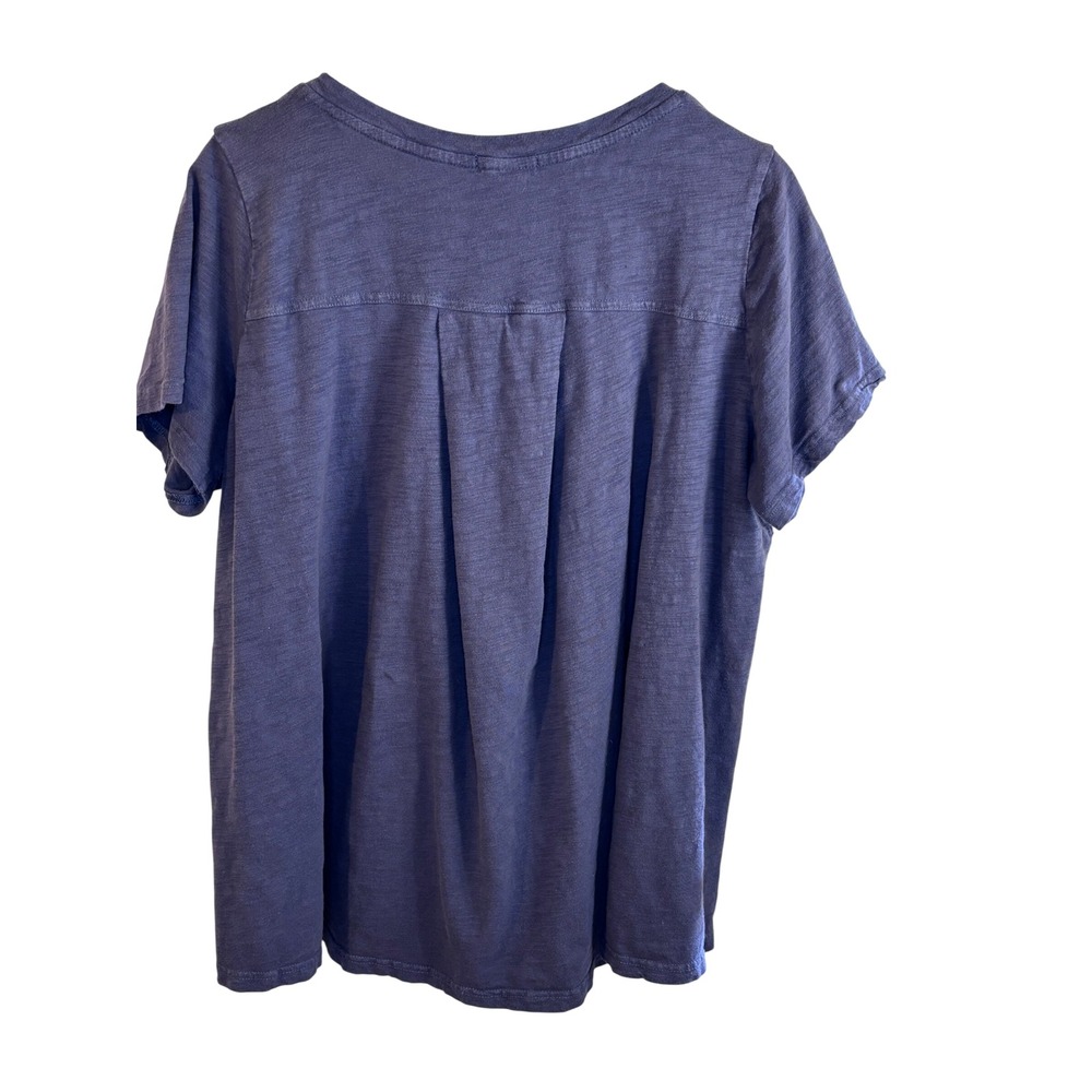 Cotton Bleu Womens XL Gray Slub Knit Mineral Wash Pocket Tee Pleated Back Fall - Picture 3 of 4